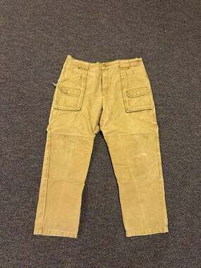 Vintage Cabela's Heavyweight Canvas Double Front Work Pants Brown Size 44 Reg